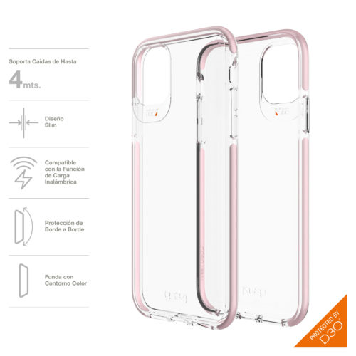 GEAR4 COVER PARA IPHONE 11 TRANSPARENTE Y ROSA