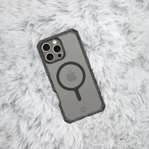 Cover para iPhone 16 Pro - ItSkins Supreme R Clear Case with MagSafe for - Graphite and Graphite Print